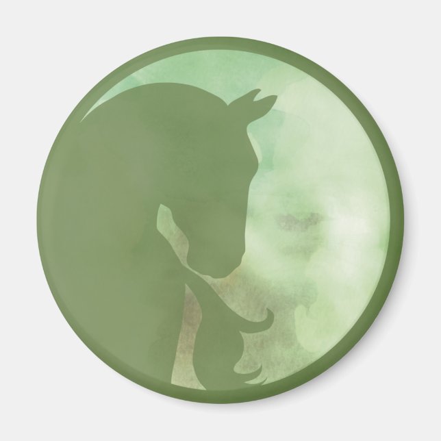 Caballo en círculo - imán verde (Frente)