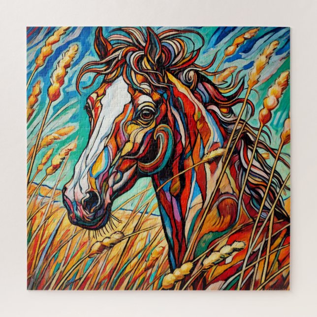 Caballo en el rompecabezas de 600 piezas de hierba (Vertical)