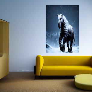Caballo en la nieve   Poster de arte de IA