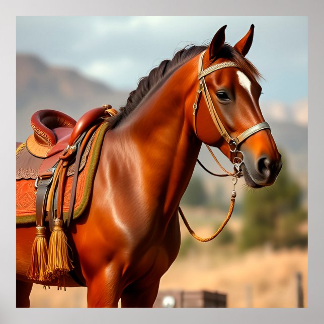 Caballo en Silla | Impresión de Decoración de Caba (Frente)
