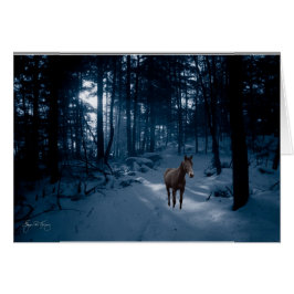 Caballo en una madera azul: Tarjeta