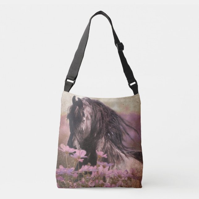 Caballo Friesiano de Belleza Negra - Bolsa de Tote (Anverso)