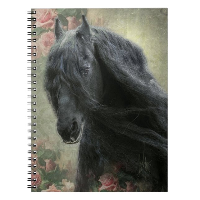 Caballo Friesiano de Belleza Negra - Cuaderno (Frente)