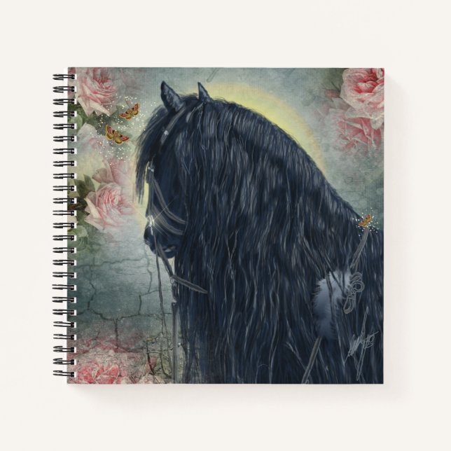 Caballo Friesiano de Belleza Negra - Cuaderno (Anverso)
