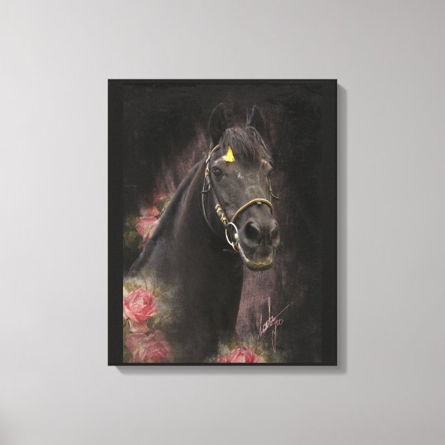 Caballo Friesiano de Belleza Negra - Lienzo envuel (Anverso)