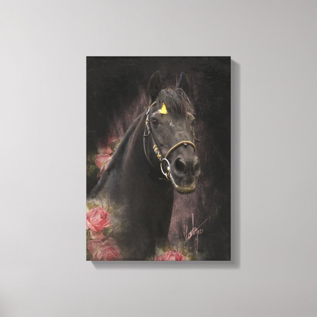 Caballo Friesiano de Belleza Negra - Lienzo envuel (Anverso)