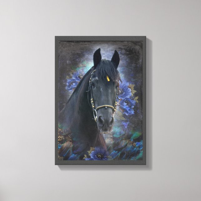 Caballo Friesiano de Belleza Negra - Lienzo envuel (Anverso)