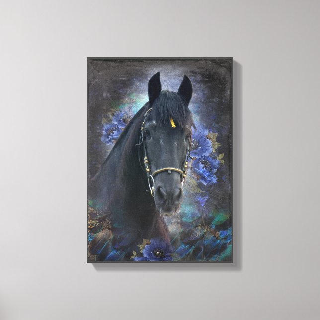 Caballo Friesiano de Belleza Negra - Lienzo envuel (Anverso)