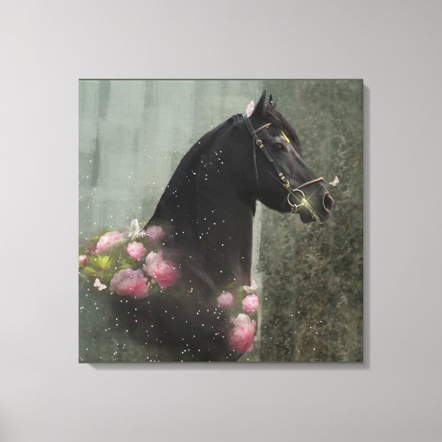 Caballo Friesiano de Belleza Negra - Lienzo envuel (Anverso)