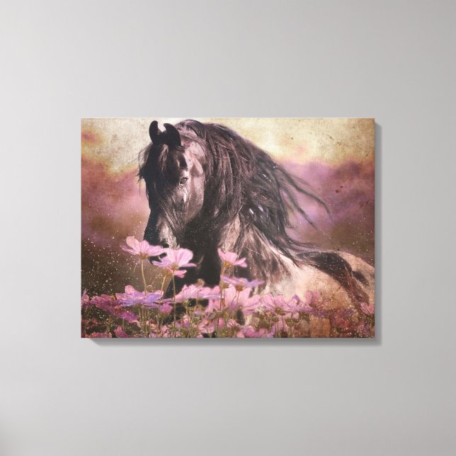 Caballo Friesiano de Belleza Negra - Lienzo envuel (Anverso)