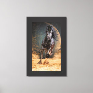 Caballo Friesiano de Belleza Negra - Lienzo envuel