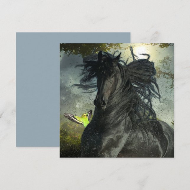 Caballo Friesiano de Belleza Negra - Tarjeta de sa (Anverso / Reverso)