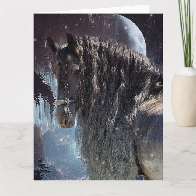 Caballo Friesiano de Belleza Negra - Tarjeta de sa (Anverso)