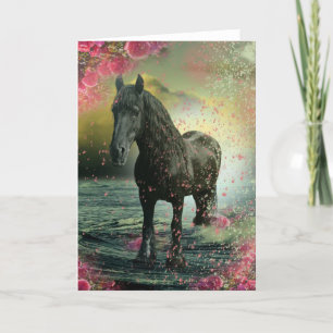 Caballo Friesiano de Belleza Negra - Tarjeta de sa