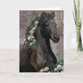 Caballo Friesiano de Belleza Negra - Tarjeta de sa