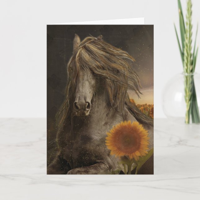 Caballo Friesiano de Belleza Negra - Tarjeta de sa (Anverso)