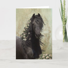 Caballo Friesiano de Belleza Negra - Tarjeta de sa
