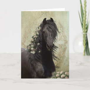 Caballo Friesiano de Belleza Negra - Tarjeta de sa