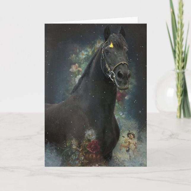 Caballo Friesiano de Belleza Negra - Tarjeta de sa (Anverso)