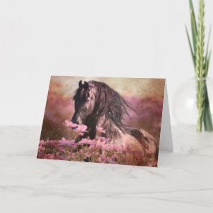 Caballo Friesiano de Belleza Negra - Tarjeta de sa