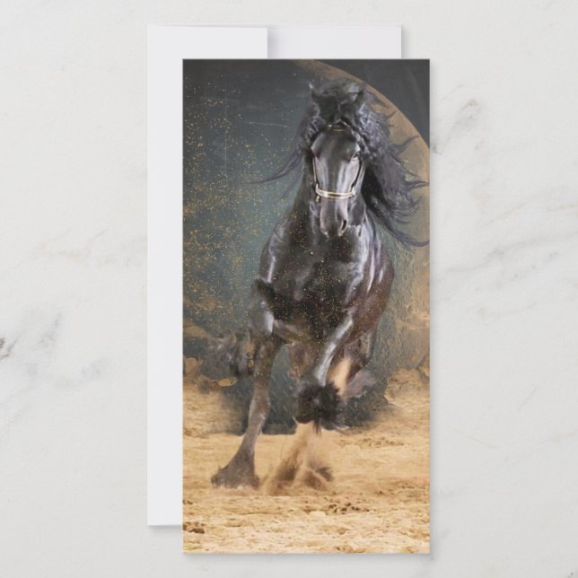 Caballo Friesiano de Belleza Negra - Tarjeta de sa (Anverso)
