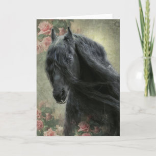Caballo Friesiano de Belleza Negra - Tarjeta de sa