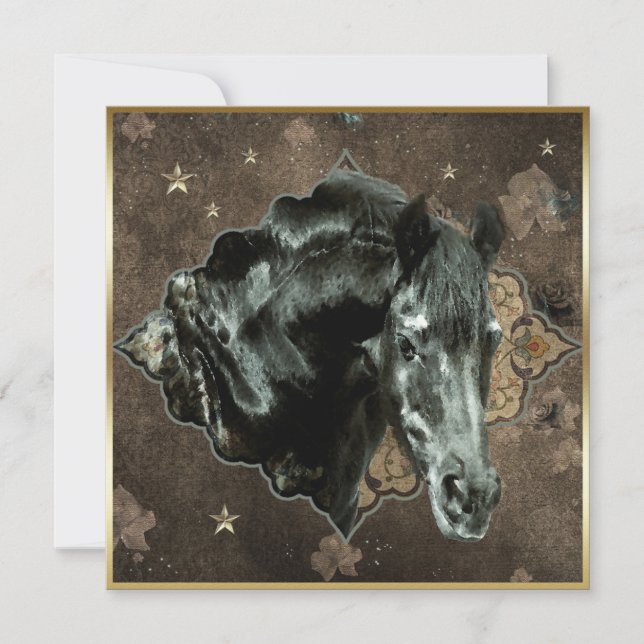 Caballo Friesiano - Tarjeta de saludo (Anverso)