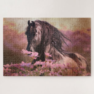 Caballo frisón de belleza negra - rompecabezas