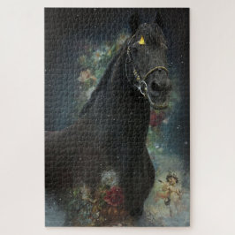 Caballo frisón de belleza negra - rompecabezas