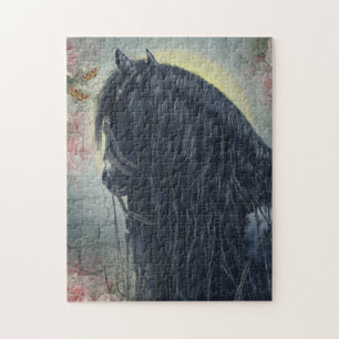 Caballo frisón de belleza negra - rompecabezas