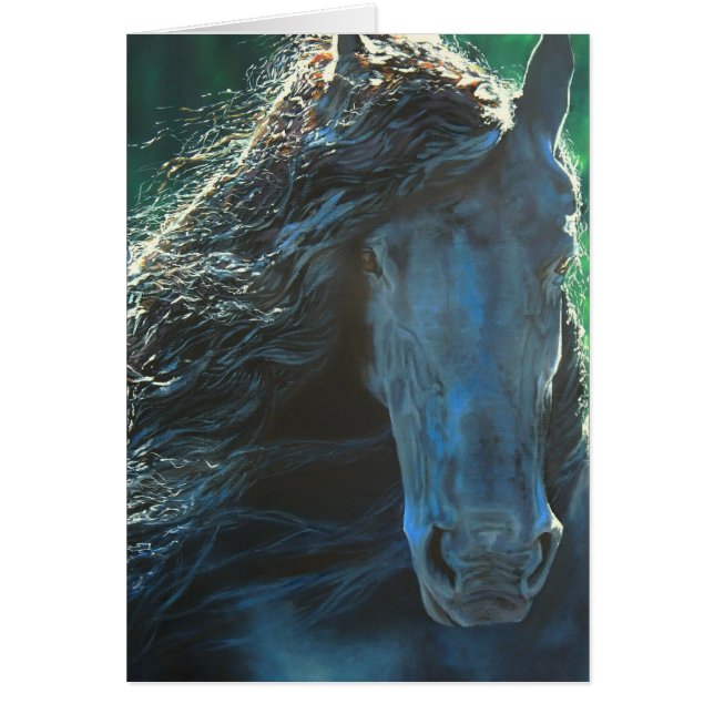 Caballo frisón, semental negro (Frente)