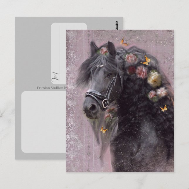 Caballo Frisón - Tarjeta postal (Anverso / Reverso)