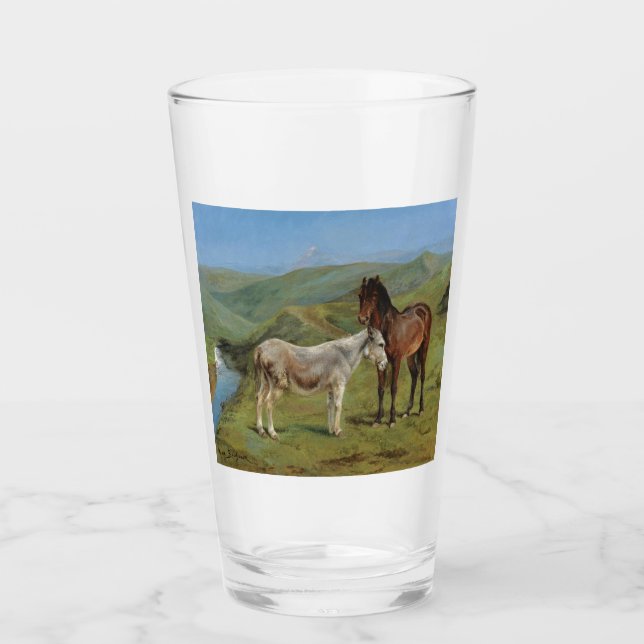 Caballo gris claro en un campo (animal de granja e (Anverso)