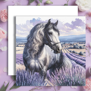 Caballo gris de bonito parado en lavanda