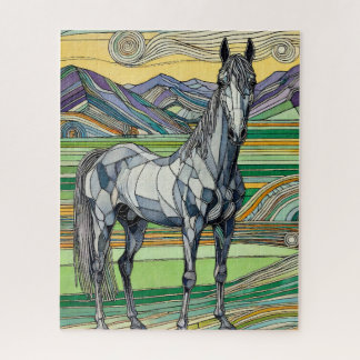 Caballo gris en la pastura 500 piezas rompecabezas