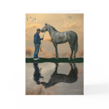 Caballo Gris Y Groom Gracias Tarjeta De Sitting Ma