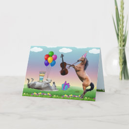 Caballo Jugando La Tarjeta De Cumpleaños Del Violi