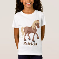 Caballo lindo añada camiseta de chicas de nombre
