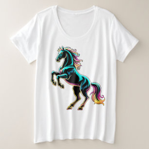 Caballo Luz de Neón Efecto Glitch Estilo Retro