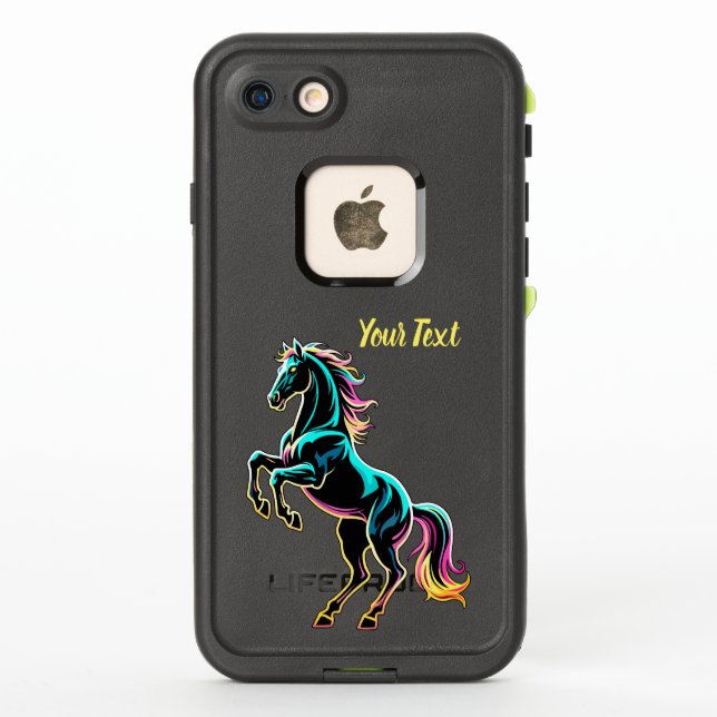 Caballo Luz de Neón Efecto Glitch Estilo Retro (Reverso)