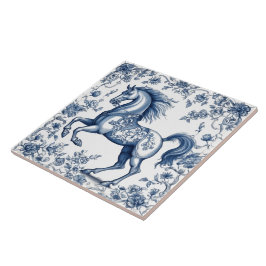 Caballo majestuoso con azulejos índigo
