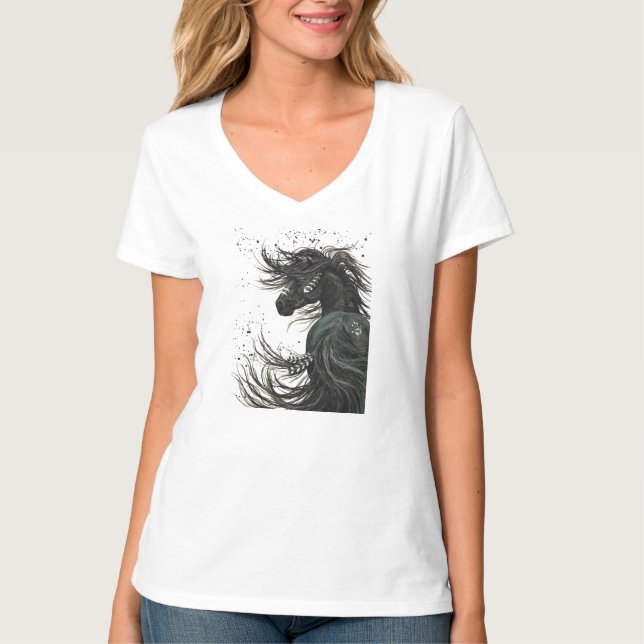 Caballo majestuoso del mustango por la camiseta de (Anverso)