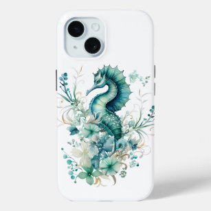 Caballo marino costero y Funda de iPhone floral 15