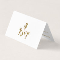 Caballo marino Purpurina de oro con tarjeta RSVP d