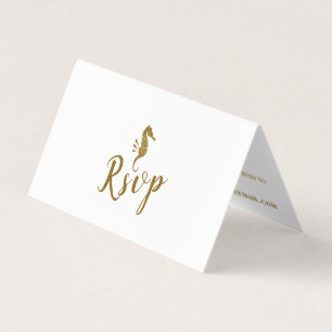 Caballo marino Purpurina de oro con tarjeta RSVP d