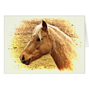Caballo marrón en una carta en blanco animal de so