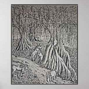 Caballo Mito Impresión en Negro y Blanco, Cartel
