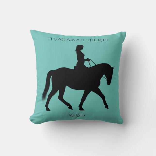 Caballo montando almohada de tiro personalizada. (Anverso)