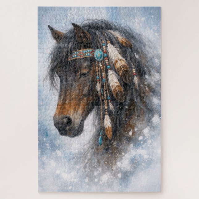 Caballo Nativo Americano - Rompecabezas (Vertical)