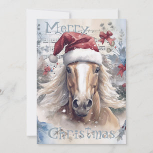 Caballo Navidad Invierno Acuarela